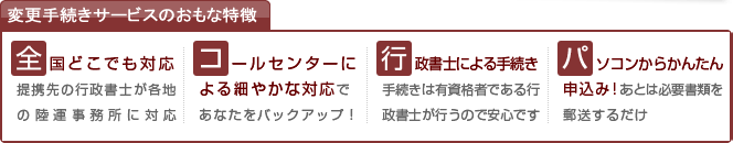 変更手続きサービスサービスのおもな特徴